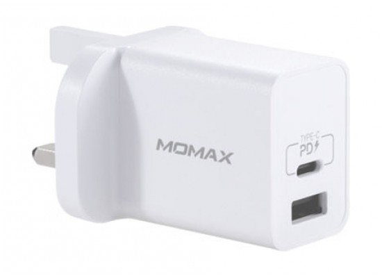 Buy Momax one plug 2 ports pd + qc 3. 0 usb fast charger (um13ukw) - white in Saudi Arabia