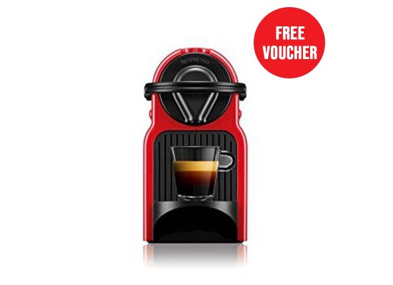 Nespresso Inissia Coffee Machine - Red (C40-ME-RE-NE) + Nespresso Free Voucher 