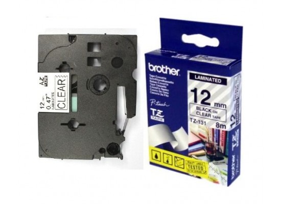 Brother Black On Clear Laminated Labeling Tape - 12mm (12TZ131)