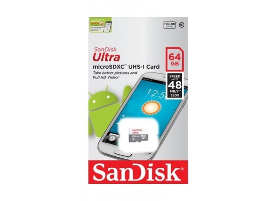 SanDisk Ultra Android UHS-I 64GB MicroSD 48Mb/s Class 10 Card