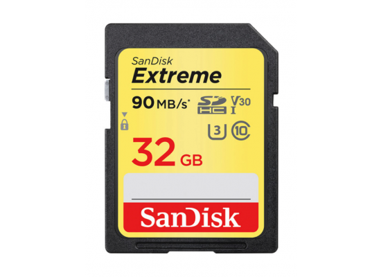Buy Sandisk 32gb uhs-i v30 sdhc extreme 90mb/s memory card in Saudi Arabia