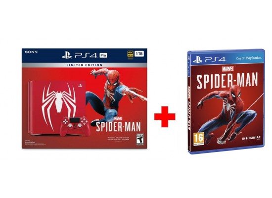 Buy Spider man 1tb ps4 pro special edition console - red + marvel spider man game in Saudi Arabia