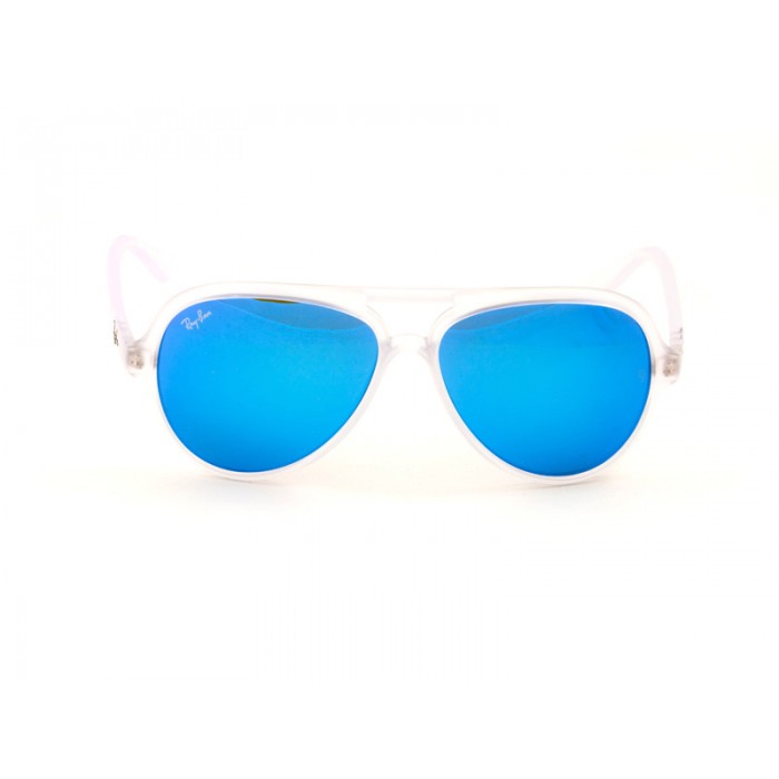 white ray bans with blue lenses