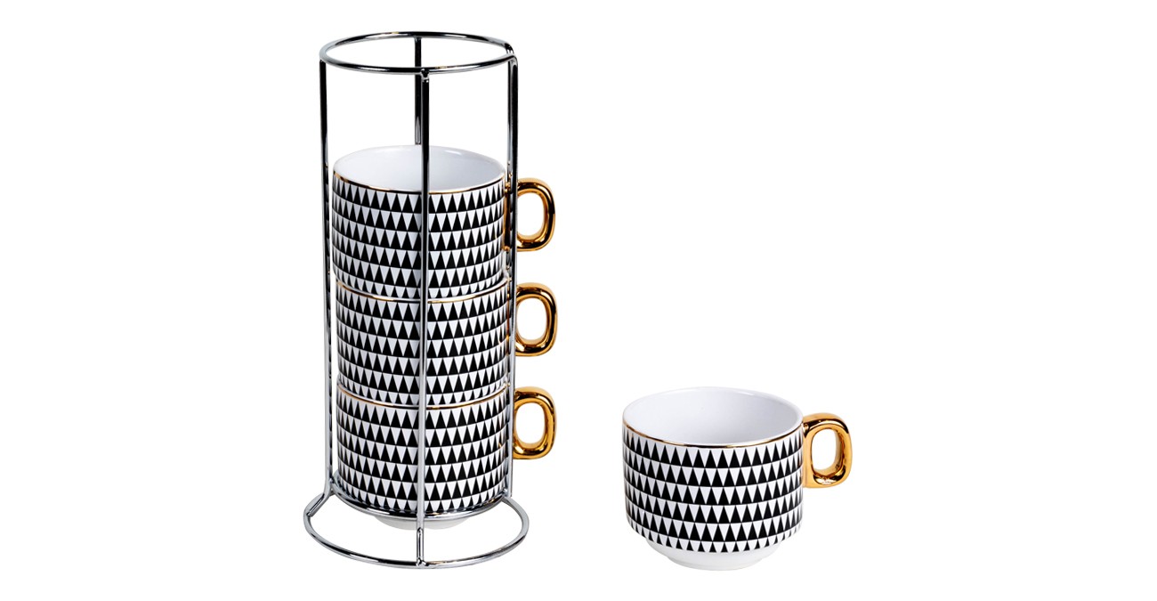 Gigi 4 Pieces Stacking Coffee Cup 11Cm Black Safat