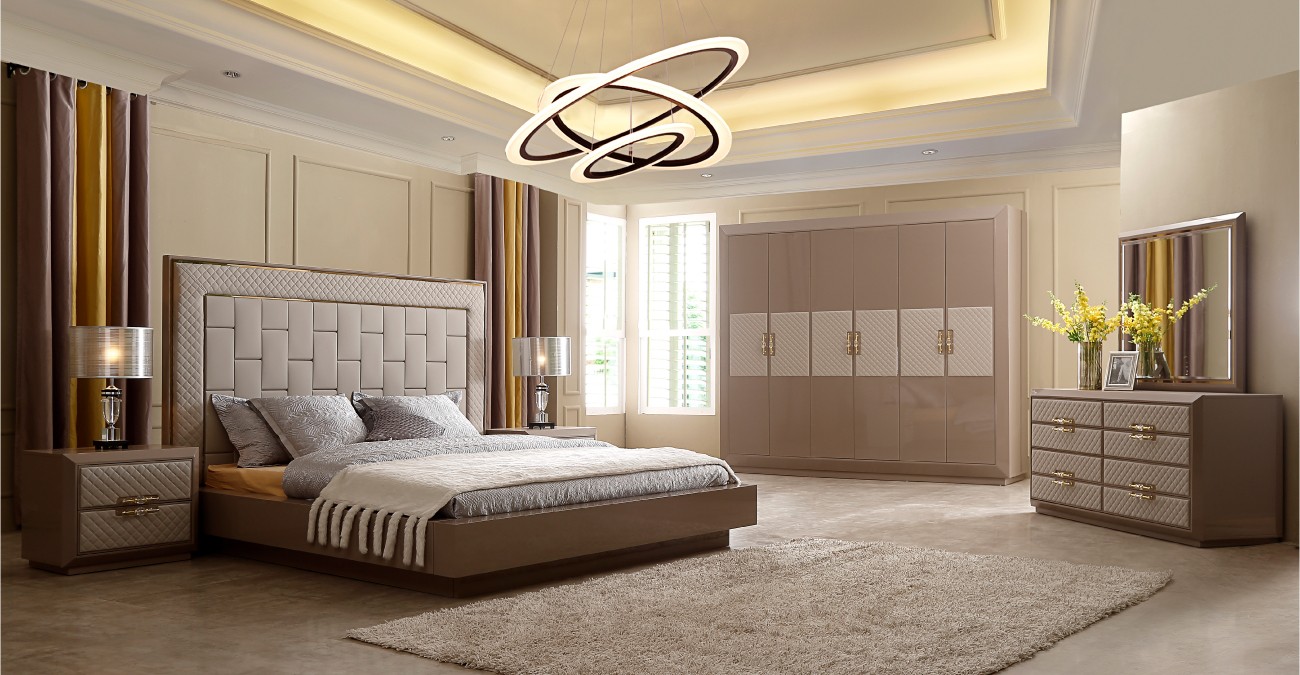 طقم أثاث غرفة نوم مع خزانة ملابس ووحدة أدراج من سيباستيان safathome طقم أثاث غرفة نوم مع خزانة ملابس ووحدة أدراج من سيباستيان safathome