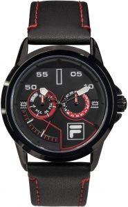 Fila 45mm Gent's Leather Analogue Watch (38169101) - Black