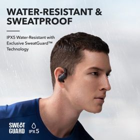 IPX5 Water Resistant with SweatGuard