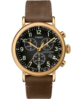 Timex Standard Chronograph 41mm Leather Strap Watch (TW2T20900) - Brown