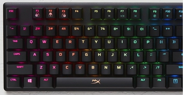 RGB backlit keys with radiant lighting effects