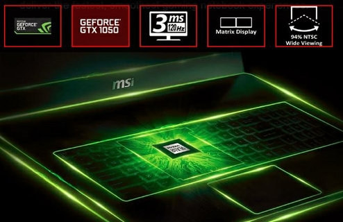 NVIDIA'S LATEST GEFORCE® GTX 1050 GPU IS READY TO AMAZE YOU ON MSI GAMING NOTEBOOKS