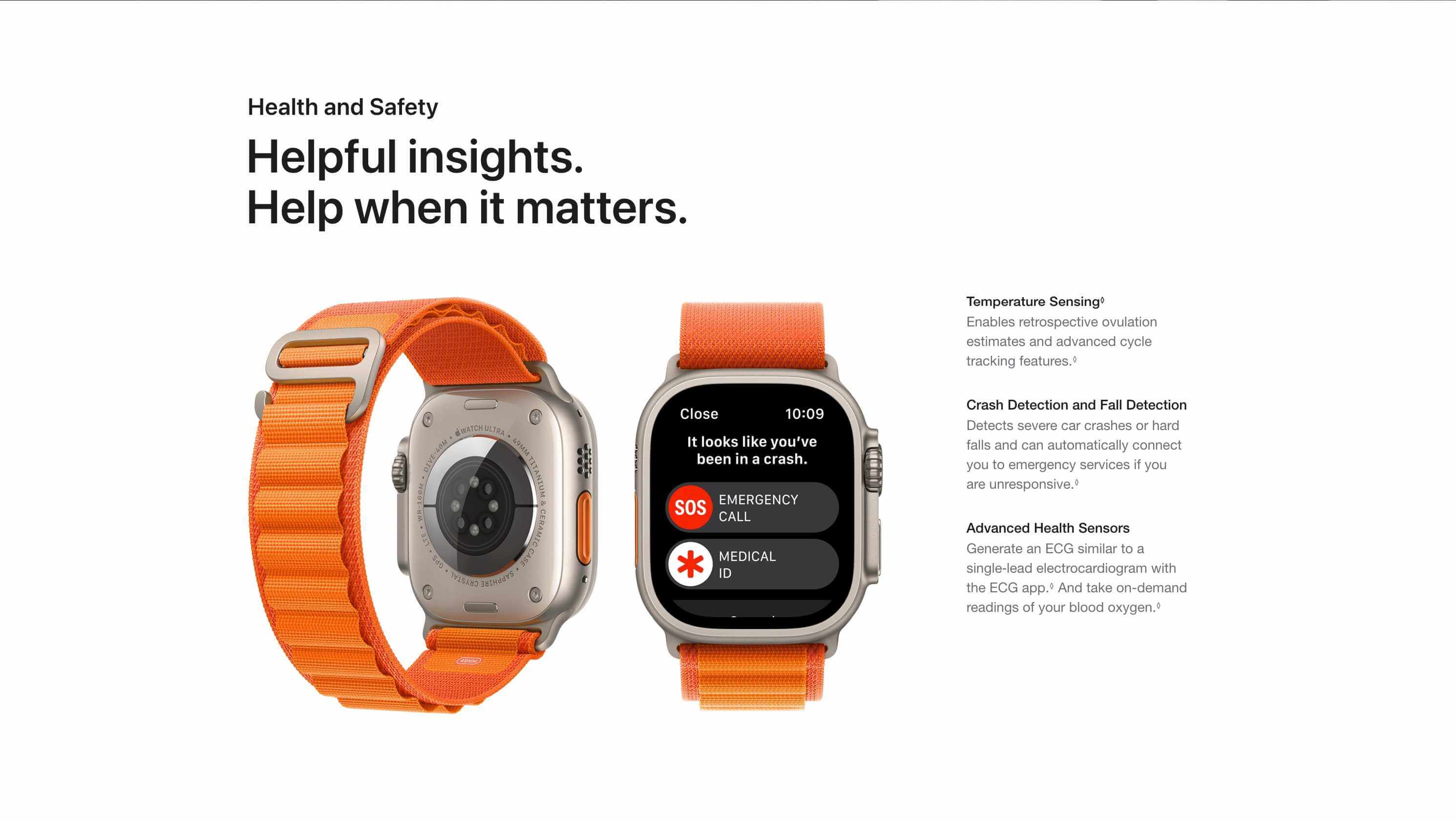 Apple Watch Ultra 1 GPS + Cellular, 49mm Titanium Case with Orange Alpine Loop Band Medium img17