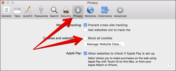 enable cookies for mac